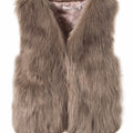 short faux fur vest autumn winter waistcoat for women in khaki Alicefurs
