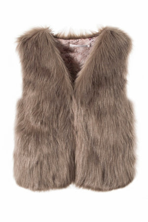 short faux fur vest autumn winter waistcoat for women in khaki Alicefurs
