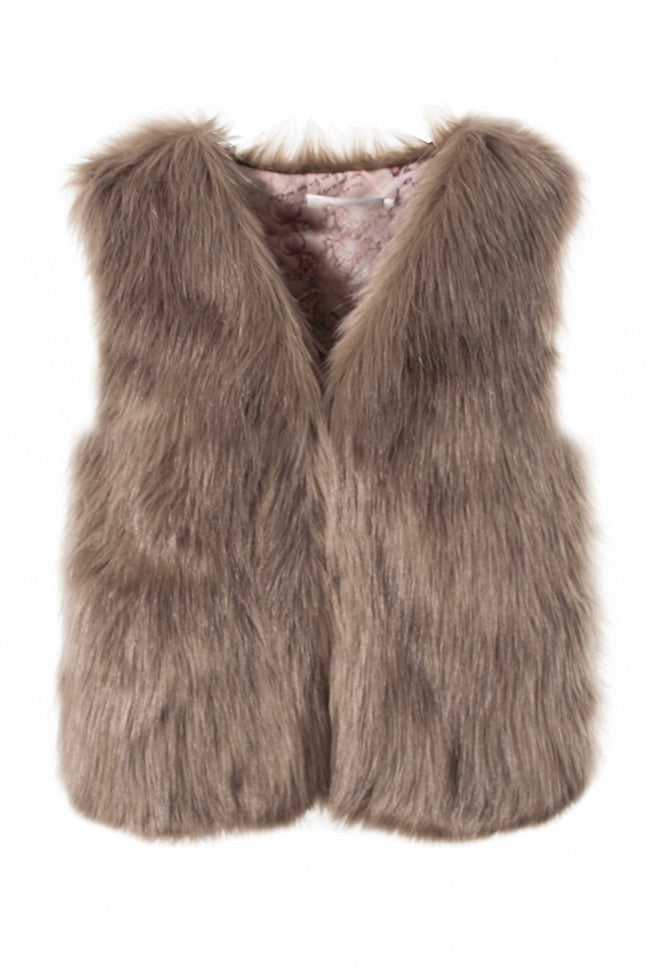 Short Faux Fur Vest Autumn Winter Waistcoat for Women
