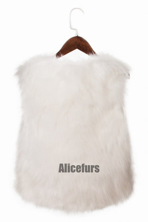 short faux fur vest autumn winter waistcoat for women in white 1 Alicefurs