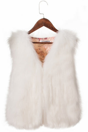 short faux fur vest autumn winter waistcoat for women in white Alicefurs