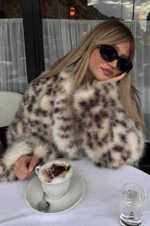 snow leopard fur coat animal print fluffy jacket for women 1 Alicefurs