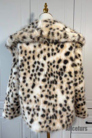snow leopard fur coat animal print fluffy jacket for women 10 Alicefurs