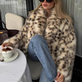 snow leopard fur coat animal print fluffy jacket for women Alicefurs
