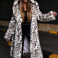 Faux Lynx Fur Coat Women's Hooded Long Overcoat with Belt Front View