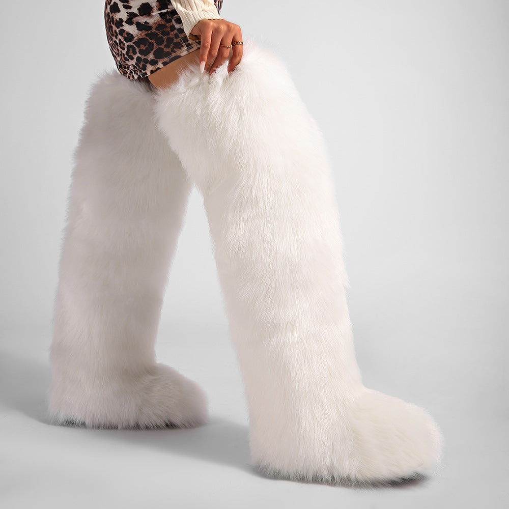 Thigh Fur Boots Y2K Winter Fluffy Boots for Women