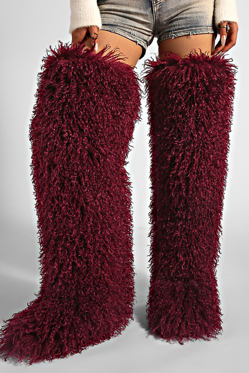 matching faux fur boots purse headband holiday set for women in white Alicefurs