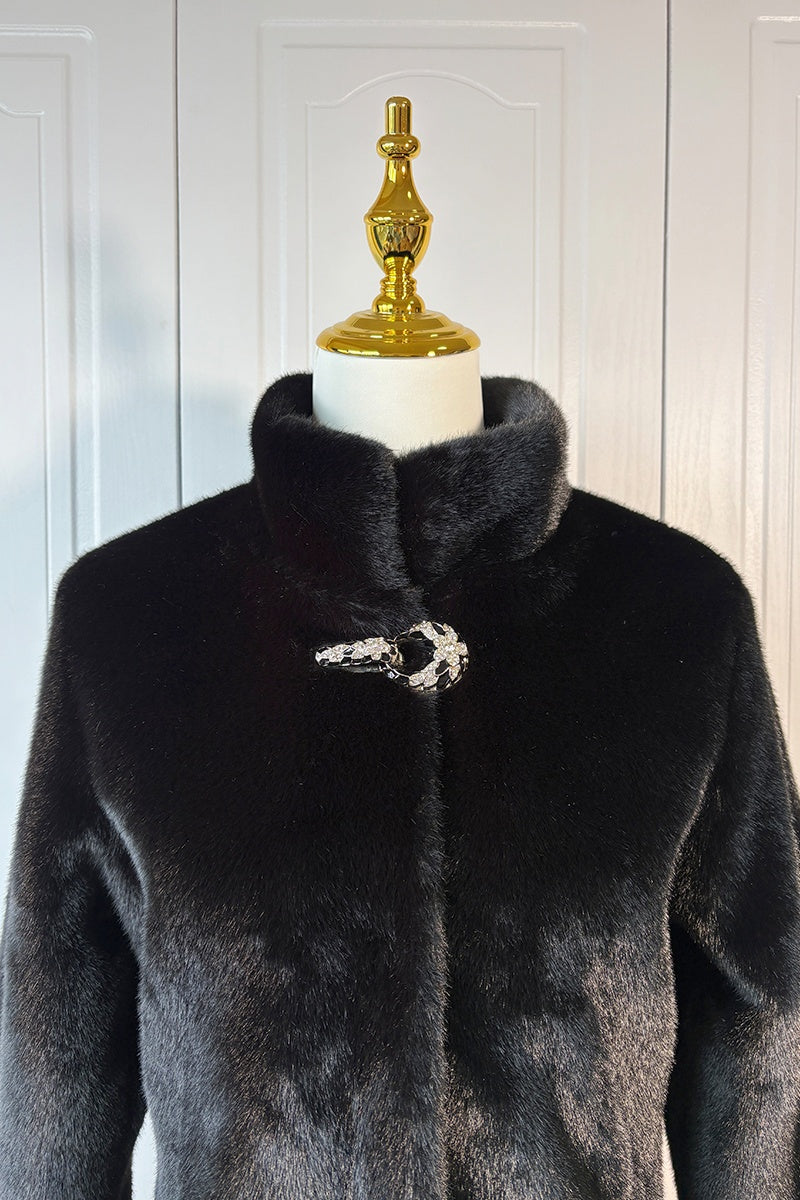 Vintage Faux Mink Jacket Short Fake Fur Coat for Women