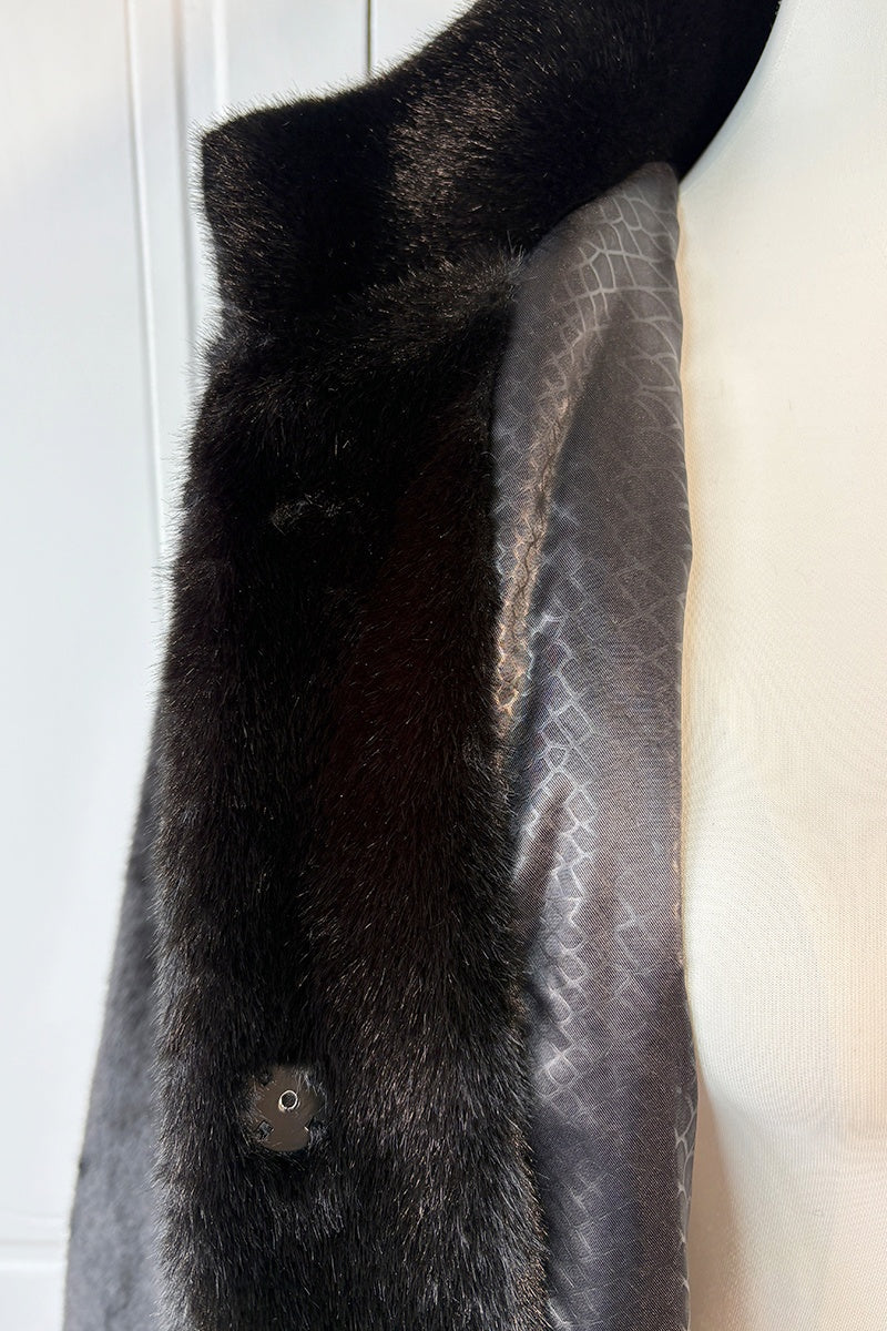 Vintage Faux Mink Jacket Short Fake Fur Coat for Women