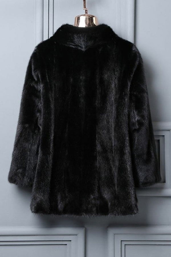 Vintage Faux Mink Jacket Short Fake Fur Coat for Women