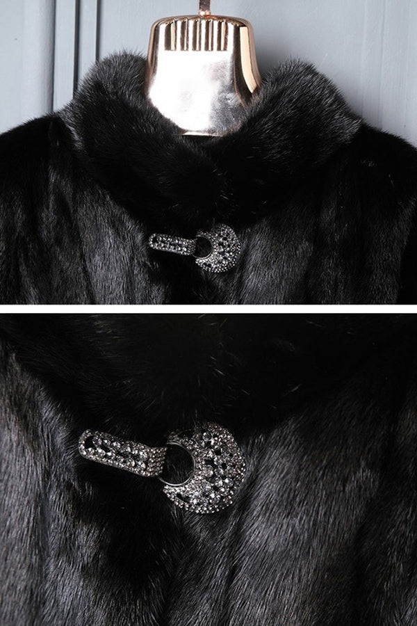 Vintage Faux Mink Jacket Short Fake Fur Coat for Women