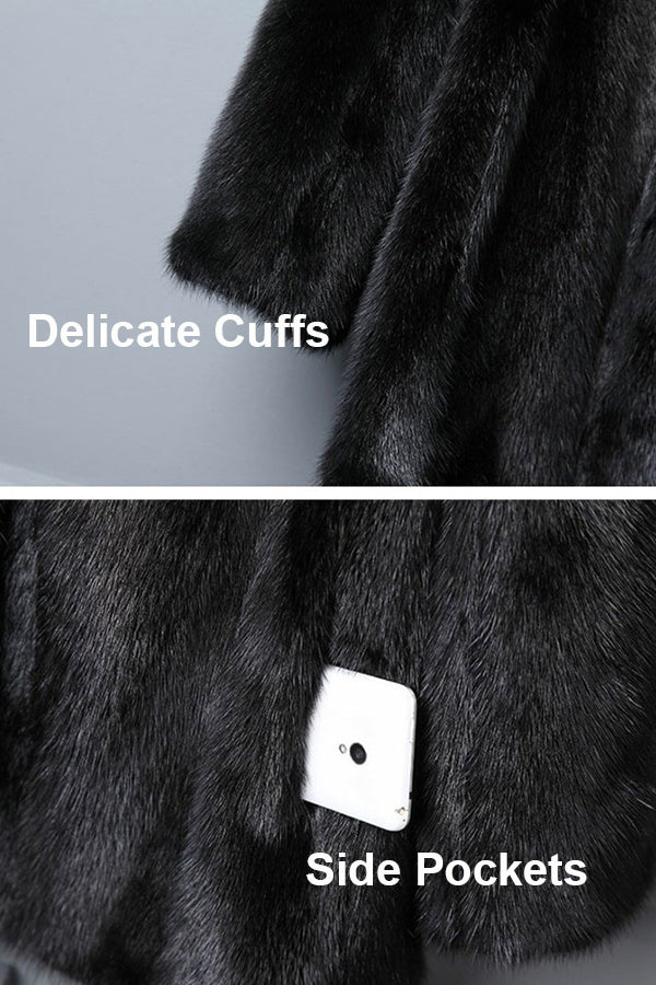 Vintage Faux Mink Jacket Short Fake Fur Coat for Women