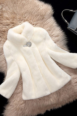 vintage faux mink jacket short fake fur coat for women in white Alicefurs