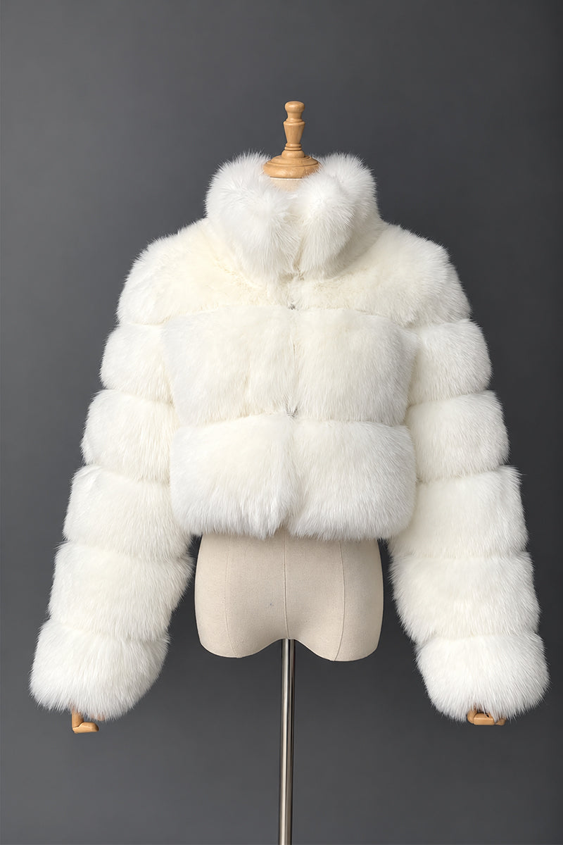 Veste courte en fausse fourrure pour femme, vêtement d'extérieur court et moelleux pour l'hiver
