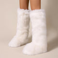 white fur boots in knee high length for women Alicefurs