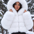Veste à capuche en fausse fourrure pour femme