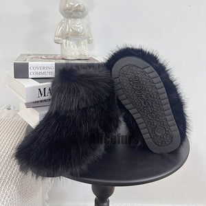 winter faux fur boots for toddlers and little girls in black 1 Alicefurs