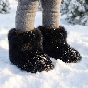 winter faux fur boots for toddlers and little girls in black 6 Alicefurs