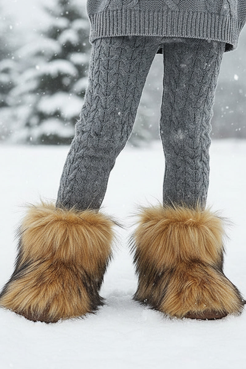 winter faux fur boots for toddlers and little girls in brown 8 Alicefurs
