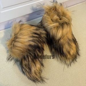 winter faux fur boots for toddlers and little girls in brown 5 Alicefurs