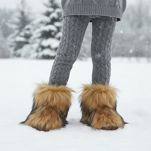 winter faux fur boots for toddlers and little girls in brown 8 Alicefurs