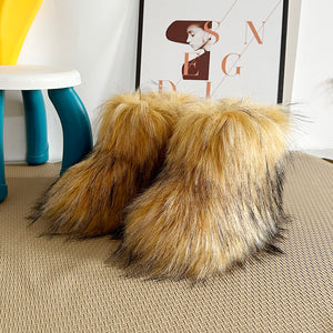 winter faux fur boots for toddlers and little girls in brown Alicefurs