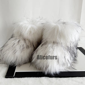 winter faux fur boots for toddlers and little girls in dusty white 1 Alicefurs
