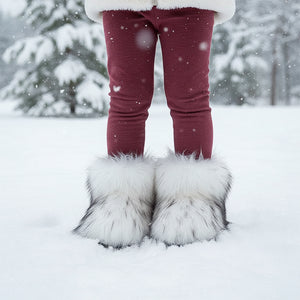 winter faux fur boots for toddlers and little girls in dusty white 3 Alicefurs