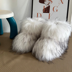 winter faux fur boots for toddlers and little girls in dusty white Alicefurs