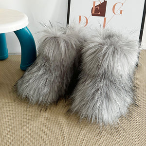 winter faux fur boots for toddlers and little girls in grey Alicefurs