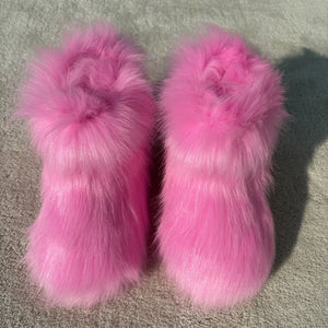 winter faux fur boots for toddlers and little girls in pink Alicefurs