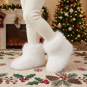 winter faux fur boots for toddlers and little girls in white 3 Alicefurs