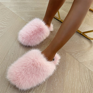 winter faux fur slippers for women in light pink 1 Alicefurs