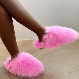 winter faux fur slippers for women in pink Alicefurs