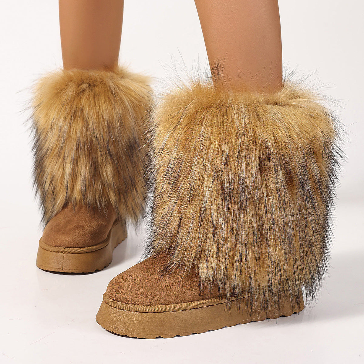 Winter Y2K Suede Boots with Fur Cuffs for Women