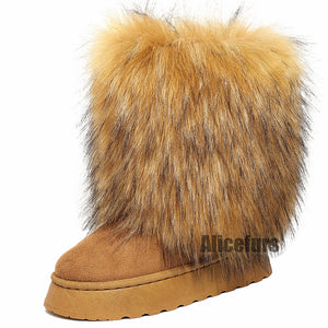winter y2k suede boots with fur cuffs for women in brown 4 Alicefurs