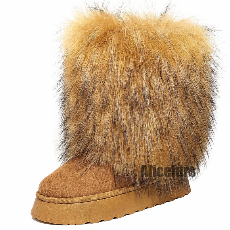 Winter Y2K Suede Boots with Fur Cuffs for Women
