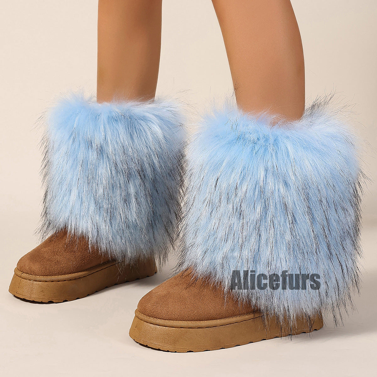 Winter Y2K Suede Boots with Fur Cuffs for Women