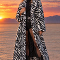 Women’s Zebra Faux Fur Coat Full Length Black & White Overcoat