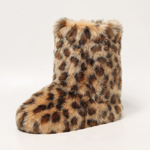 y2k faux fur boots in leopard print for women in brown 4 Alicefurs