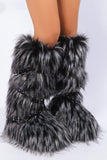 Y2K Faux Fur Boots with Adjustable Buckle Straps for Women