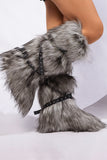 Y2K Faux Fur Boots with Adjustable Buckle Straps for Women