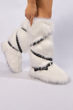 Y2K Faux Fur Boots with Adjustable Buckle Straps for Women