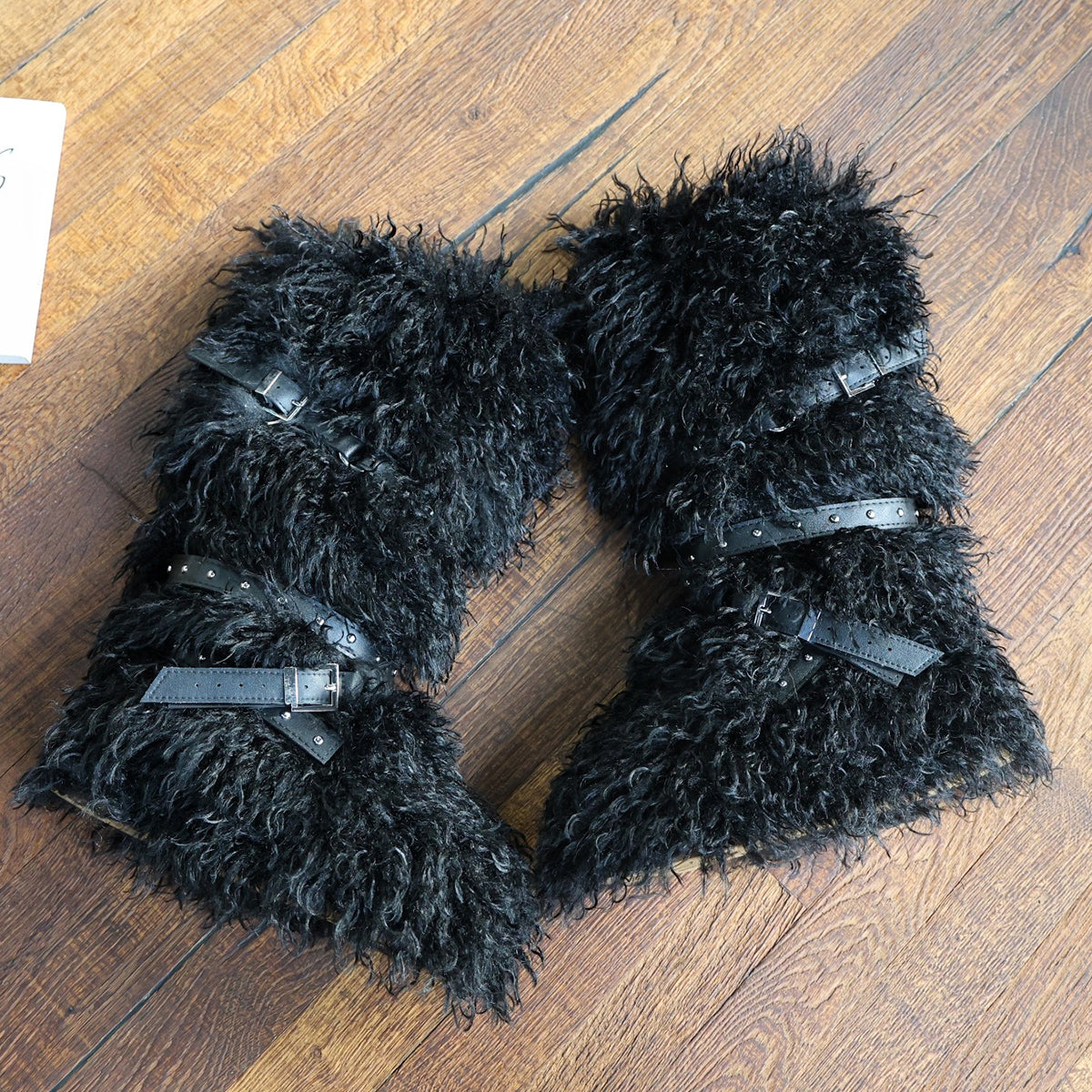 Y2K Mongolian Fur Boots Knee High Shaggy Boots for Women
