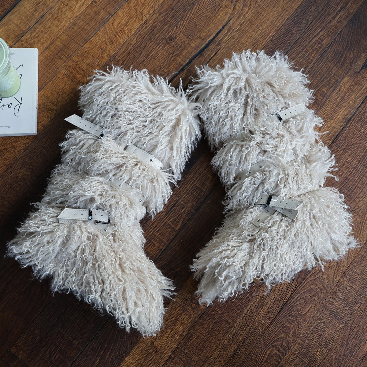 Y2K Mongolian Fur Boots Knee High Shaggy Boots for Women