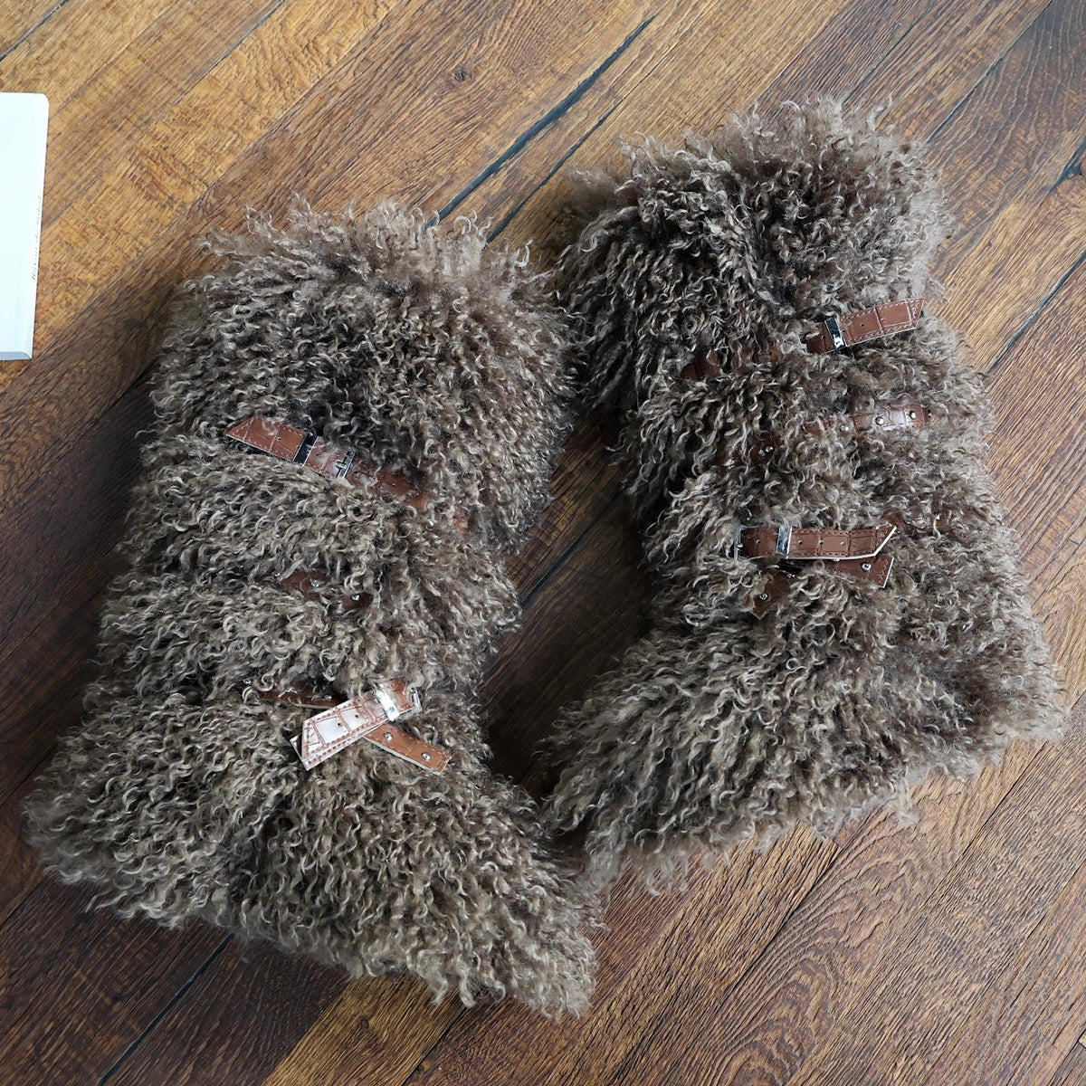 Y2K Mongolian Fur Boots Knee High Shaggy Boots for Women