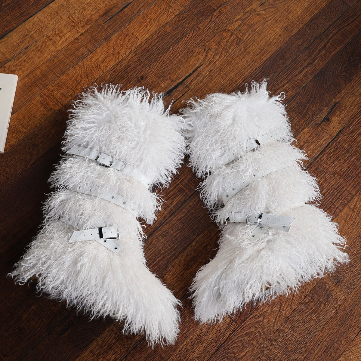 Y2K Mongolian Fur Boots Knee High Shaggy Boots for Women