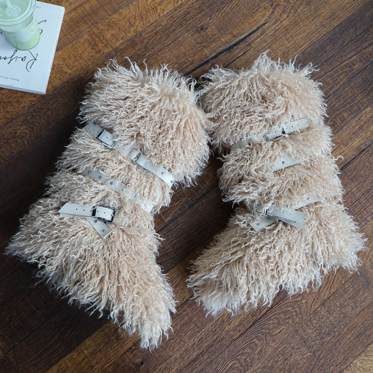 Y2K Mongolian Fur Boots Knee High Shaggy Boots for Women